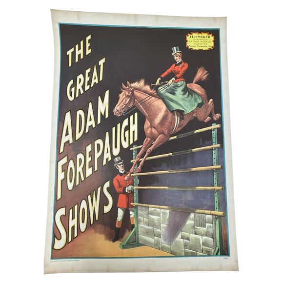 Vintage 1969 Circus World Museum Adam Forepaugh Poster 19x13.5 Horse Jump - Picture 4 of 8